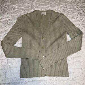 Wilfred Olive Ribbed Cardigan Sweater